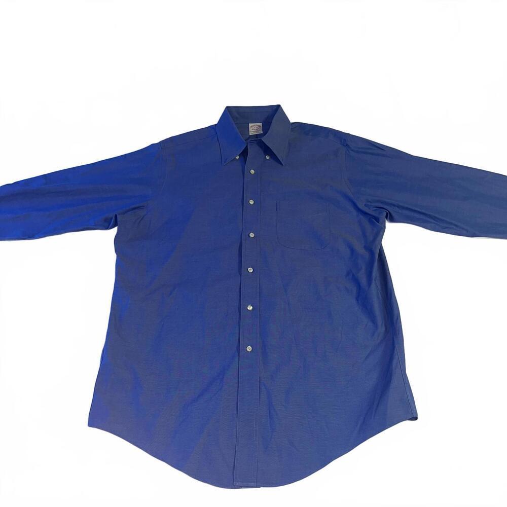 Brooks Brothers 1818 $129 Classic Blue Button-Down Dress Shirt Mens Size 16-18 M